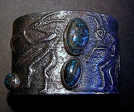 Preston Monongye Sterling Silver Lander Blue Bracelet