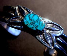 Ernie Lister Ingot Silver Turquoise Bracelet