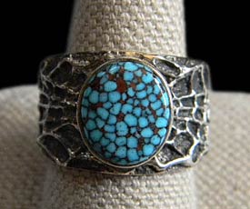 Tufa Cast Spiderweb Sterling Silver Ring by Philander Begay