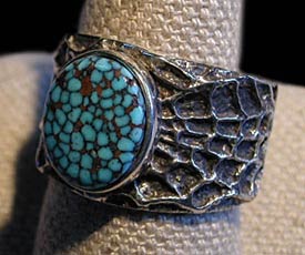 Tufa Cast Spiderweb Sterling Silver Ring by Philander Begay - 2nd view