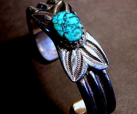 Ernie Lister Ingot Silver Turquoise Bracelet - 2nd view