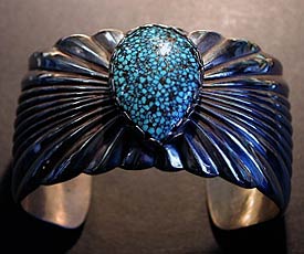 Cippy Crazyhorse Sunburst Sterling Silver Turquoise Bracelet