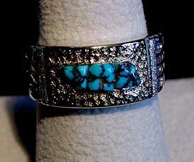 18kt Gold and Sterling Silver Lander Blue Turquoise Ring by Monty Claw