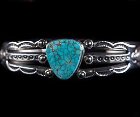 'Coin' Silver Number Eight Turquoise Bracelet