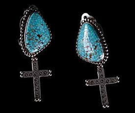 Number 8 Turquoise Silver Earrings - 2nd view