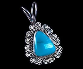 Silver Blue Fox Turquoise Pendant 